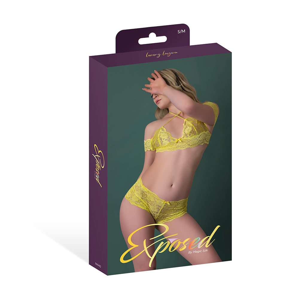 Magic Silk Daffodil Dreams Bardot Sleeve Halter Top & Boy Short Set - Yellow (L/XL)